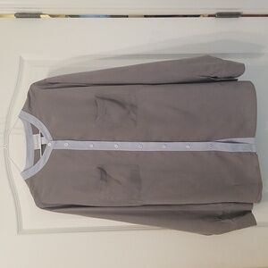 Soft Surroundings Gray 100% Silk Mandarin Collar Button Down Shirt